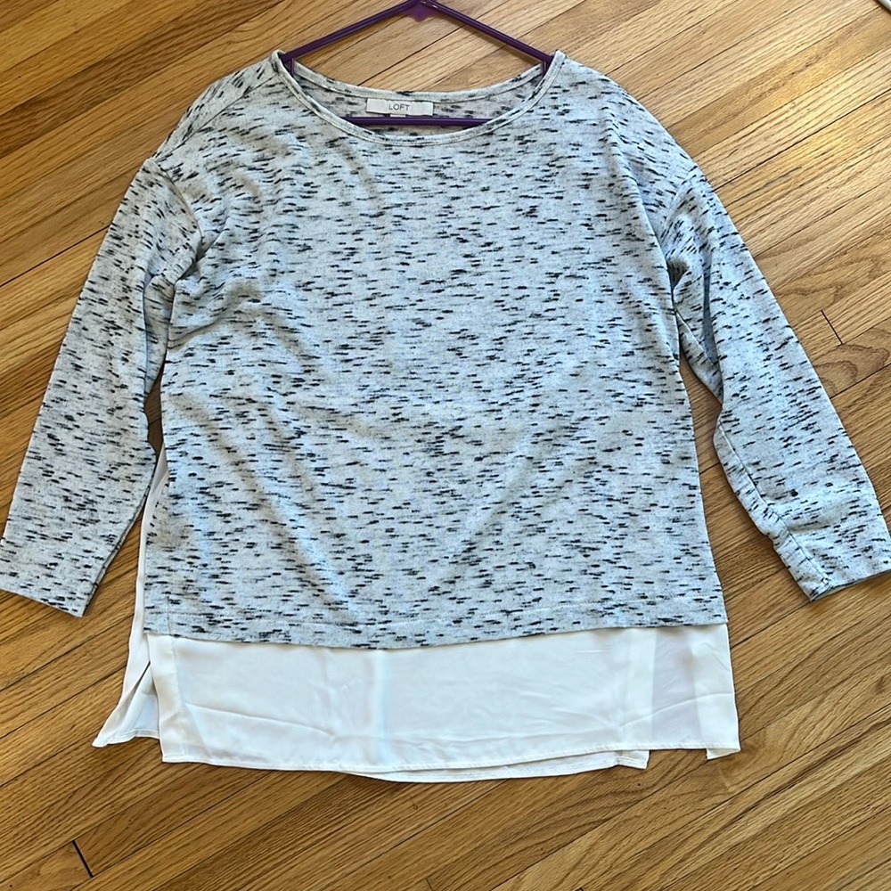 Grey space dye layered 3/4 long sleeve from loft